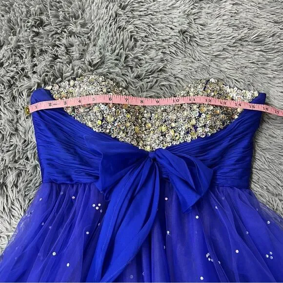 Sherri Hill Blue Mini Homecoming / Formal Dress Size 6 - Picture 8 of 10